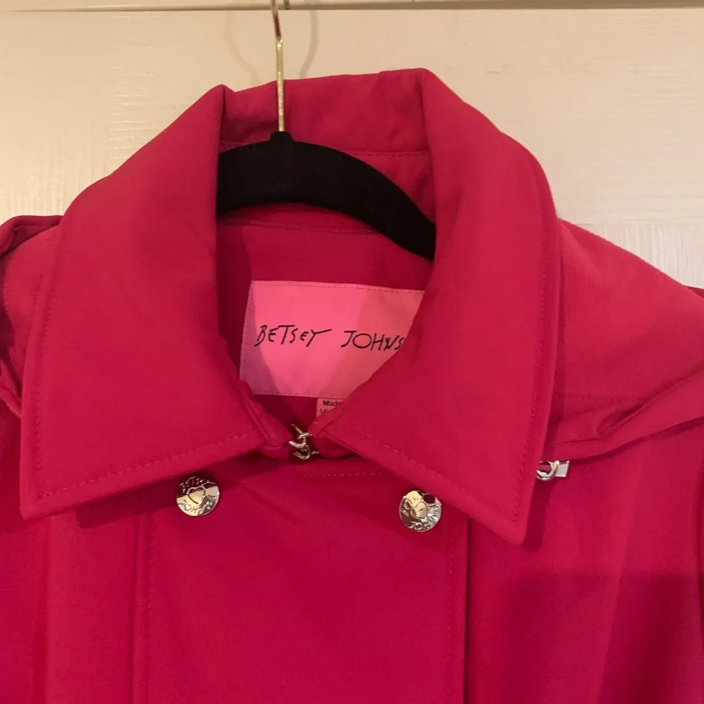 Betsy Johnson Pink Hooded Belted Jacket sz S